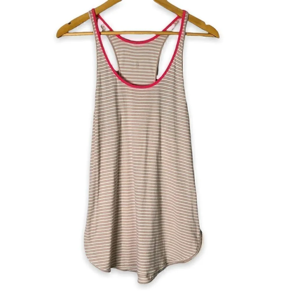Lululemon What The Sport Singlet Silver Stripe White Naked Tank Top